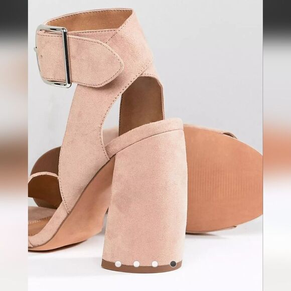 ASOS 'Hold Tight' Faux Suede Chunky Heeled Sandal - Nude/Blush - Picture 3 of 9